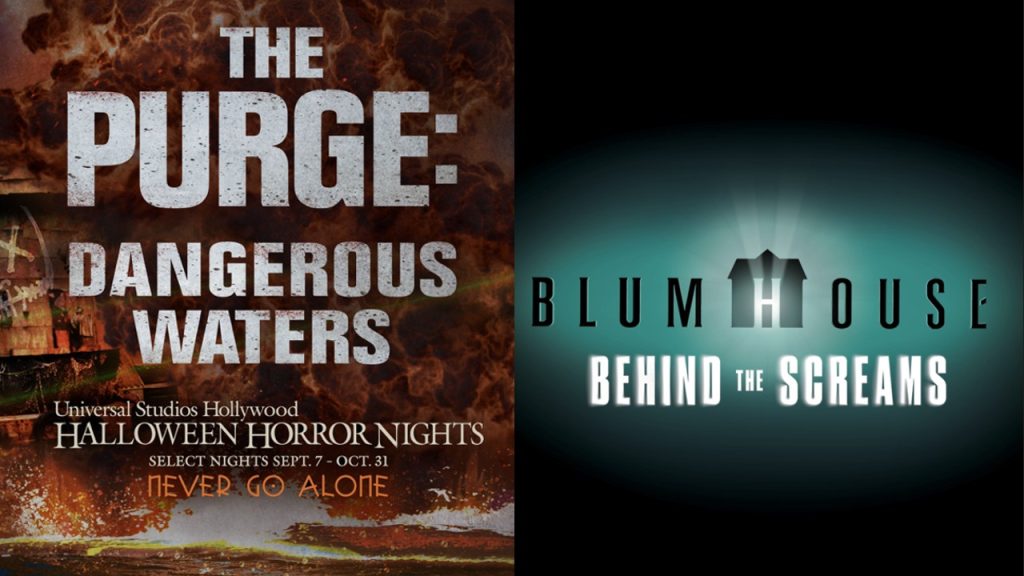 Blumhouse event flyers for halloween horror nights hollywood 2023