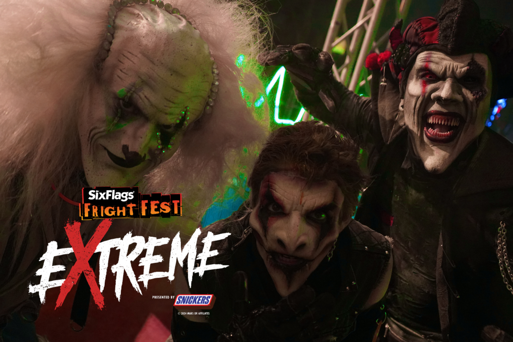 three scary clowns with Fright Fest Extreme logo overlay