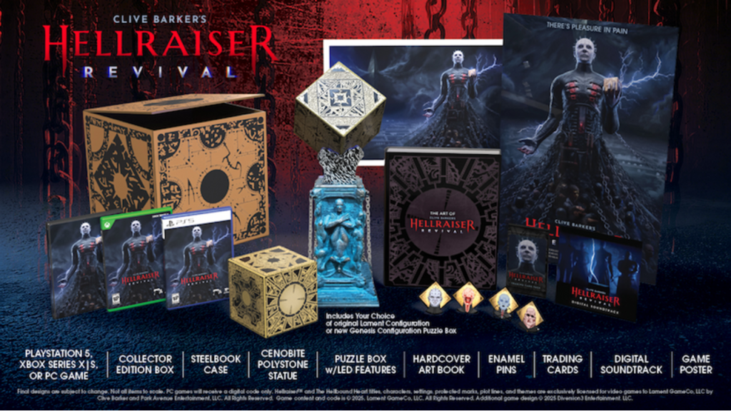 Hellraiser: Revival Video Game collectors edition layout with items