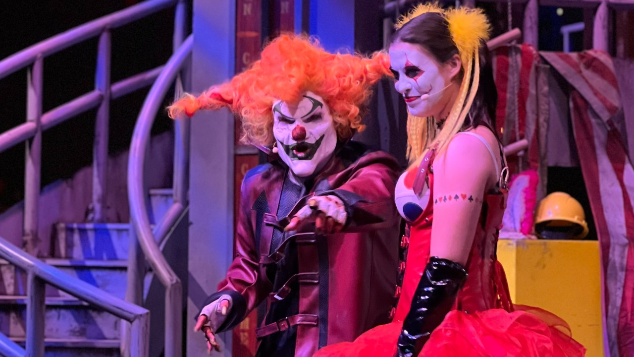 jack and chance characters on stage at Universal Horror Unleashed
