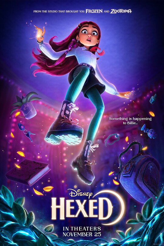 Disney's Hexed Movie Poster - girl floating with sparks flying out of her hands
